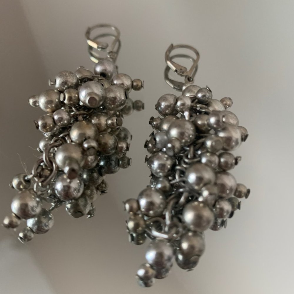 Silver Bubble/Circle Clustered Dangle Earrings - image 3